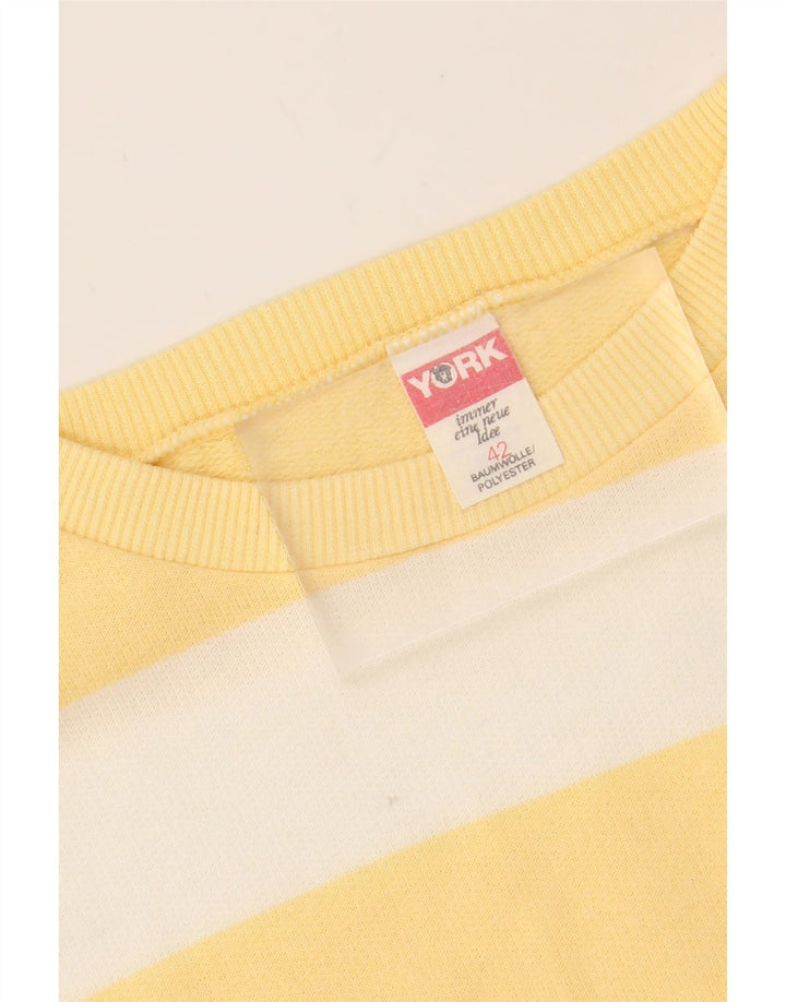 YORK Womens Oversized Sweatshirt Jumper IT 42 Medium Yellow Striped Vintage York and Second-Hand York from Messina Hembry 