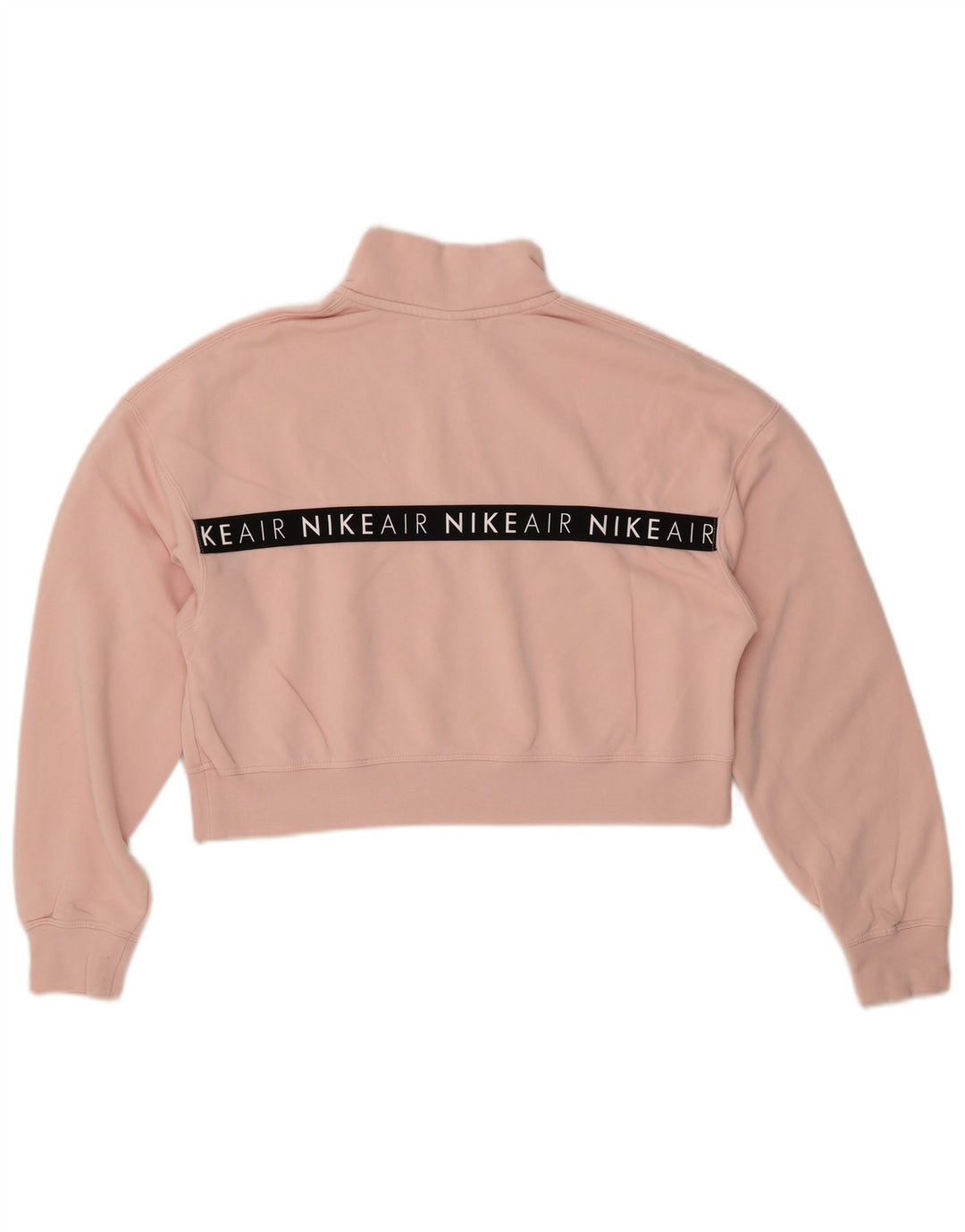NIKE Womens Crop Graphic Sweatshirt Pullover UK 16 Large Pink Colourblock