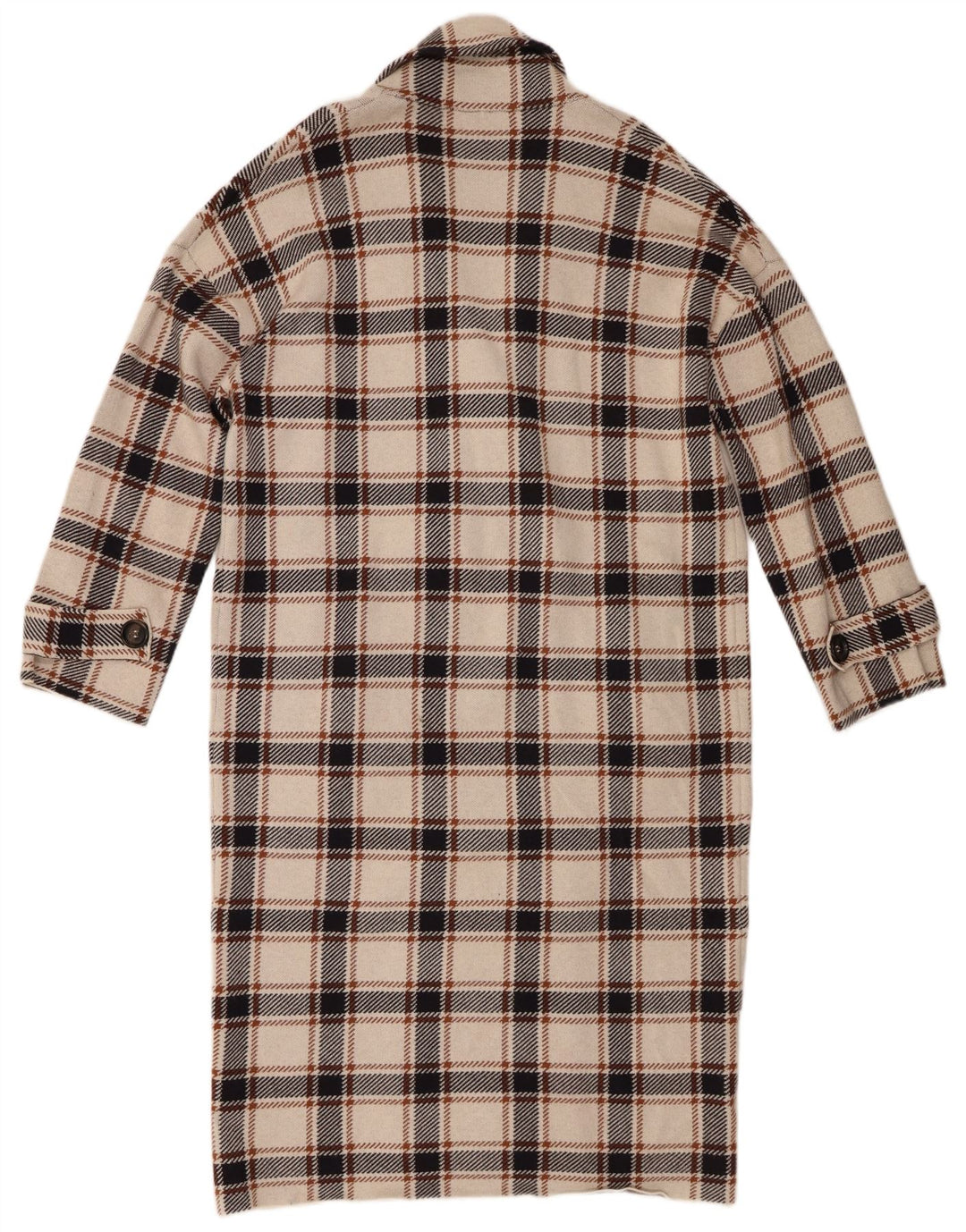 Zweireihiger Damenmantel von Zara, Gr. 10, Größe S, beige, kariert, Viskose