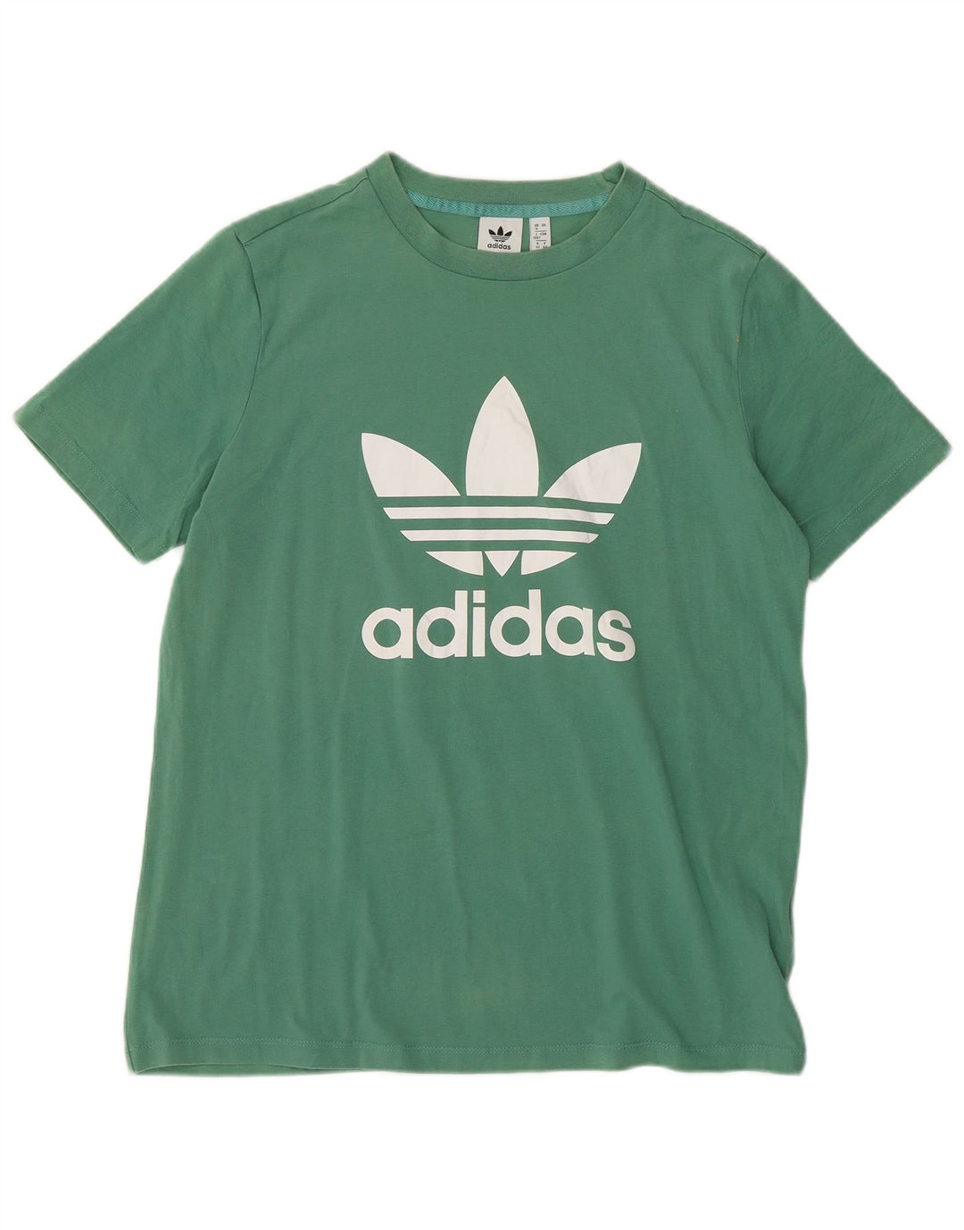 ADIDAS Damen Grafik T-Shirt Top UK 16 Große grüne Baumwolle
