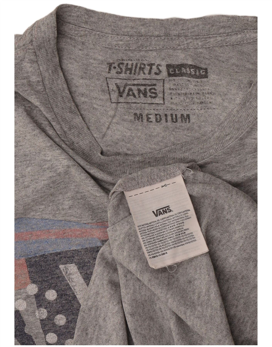 Vans Herren Grafik-T-Shirt-Oberteil aus mittelgrau gesprenkelter Baumwolle