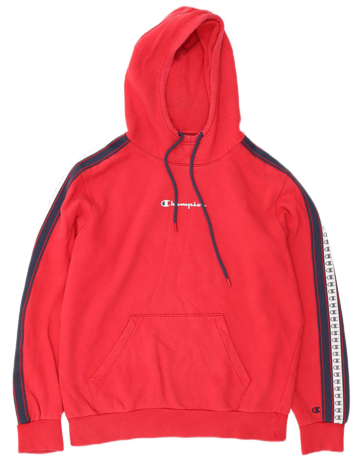 CHAMPION Herren-Kapuzenpullover mit Grafik, groß, rot, Farbblock