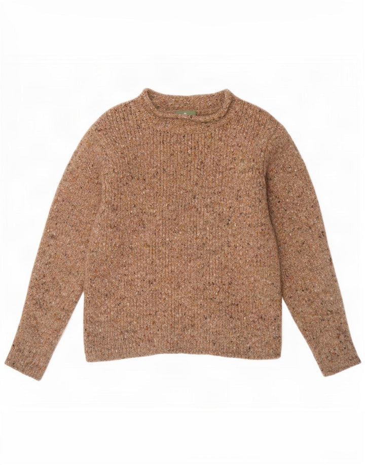 Aran Damen-Pullover mit Rollkragen, übergroß, Gr. 10, Größe S, Beige gefleckt