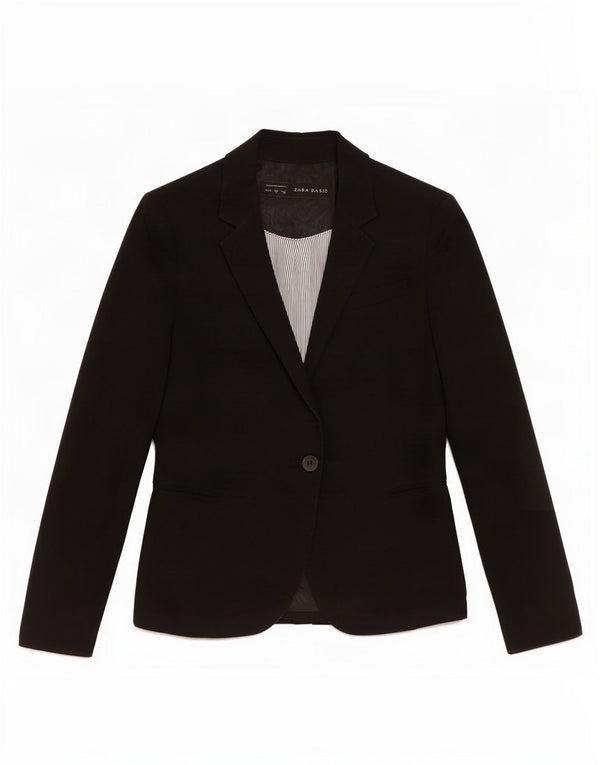 Zara Damen 1-Knopf-Blazerjacke UK 14 Large Schwarz