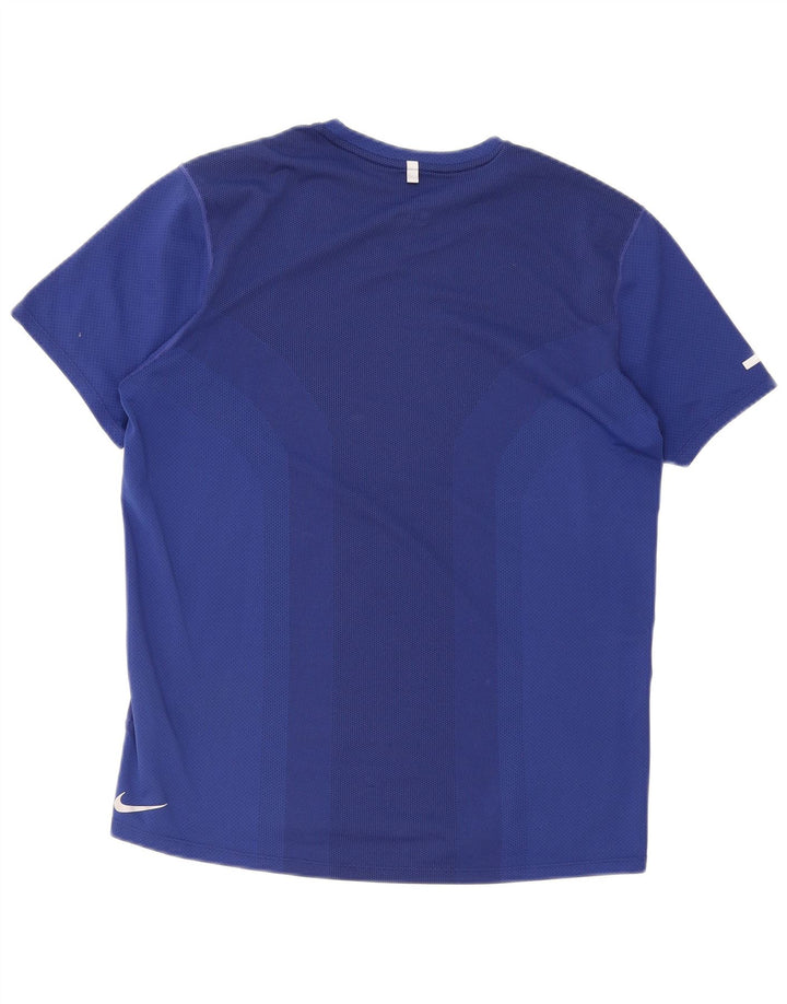 Nike Herren Dri Fit Grafik-T-Shirt-Oberteil aus mittelblauem Polyester