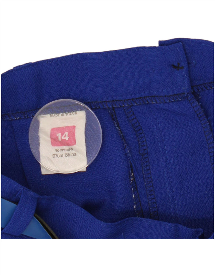 Vintage Damen Faltenrock UK 14 Medium W28 Blau Polyester