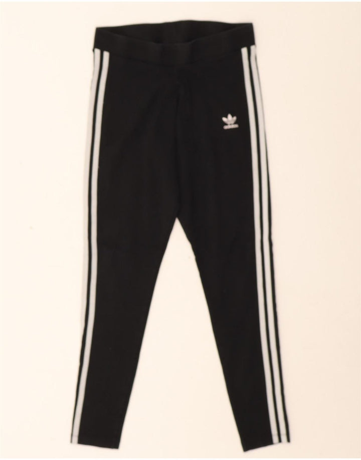 Adidas Damen Leggings UK 8 Small Schwarz Baumwolle