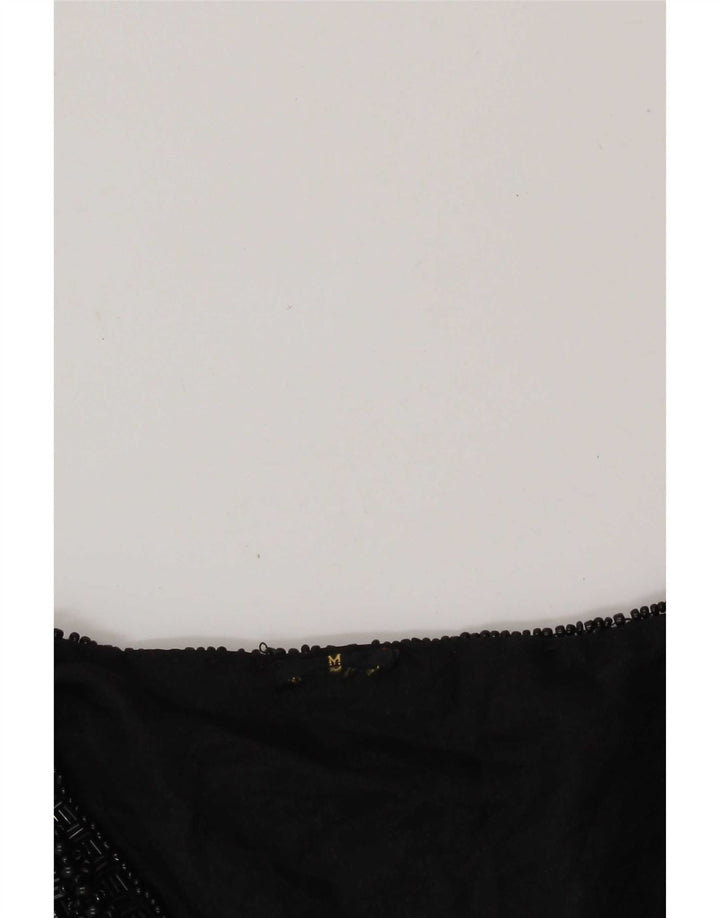 Vintage Damen Weste UK 14 Medium Schwarz