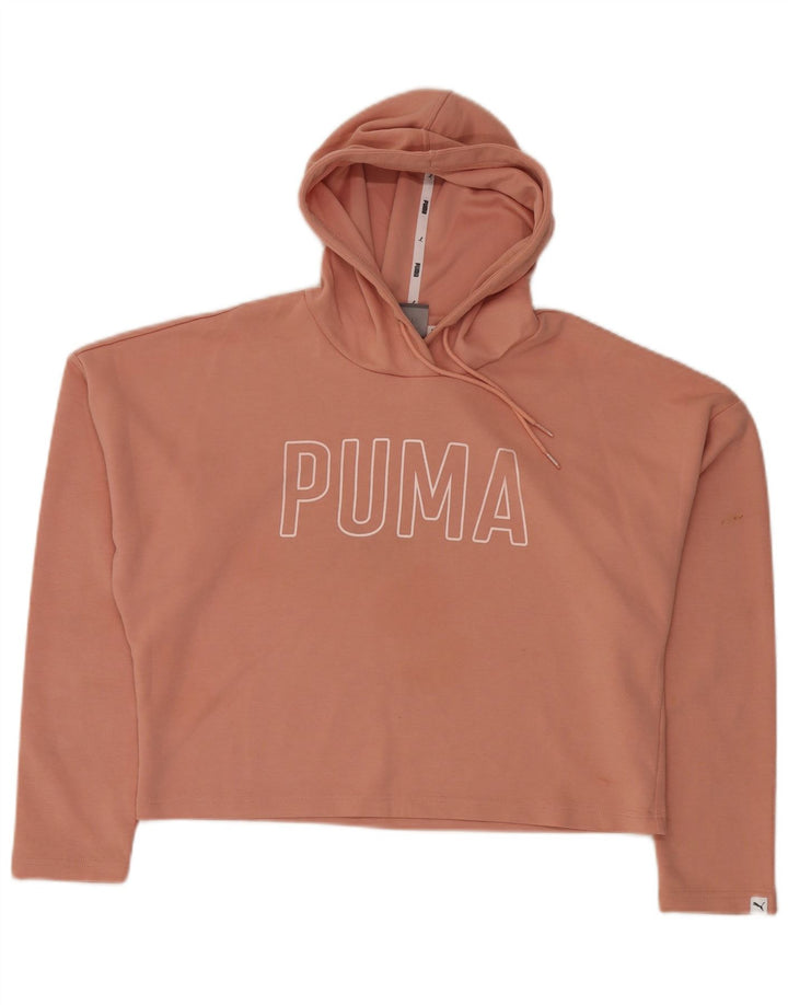 PUMA Damen Oversize Crop Graphic Hoodie Pullover UK 12 Mittelrosa