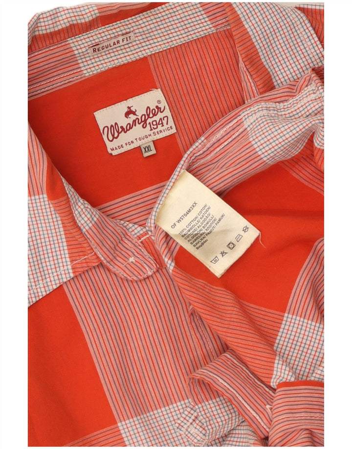 Wrangler Herren-Hemd, kurzärmelig, reguläre Passform, 2XL, orange kariert, Baumwolle