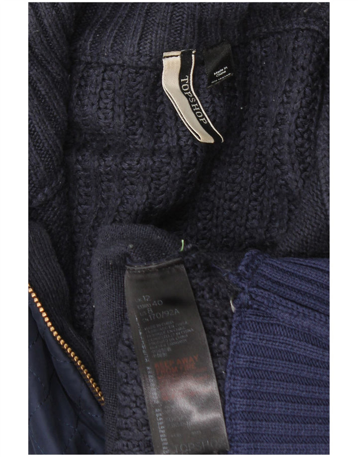 Topshop Damen-Pullover in Übergröße mit Reißverschluss am Hals, Gr. 12, mittleres Marineblau