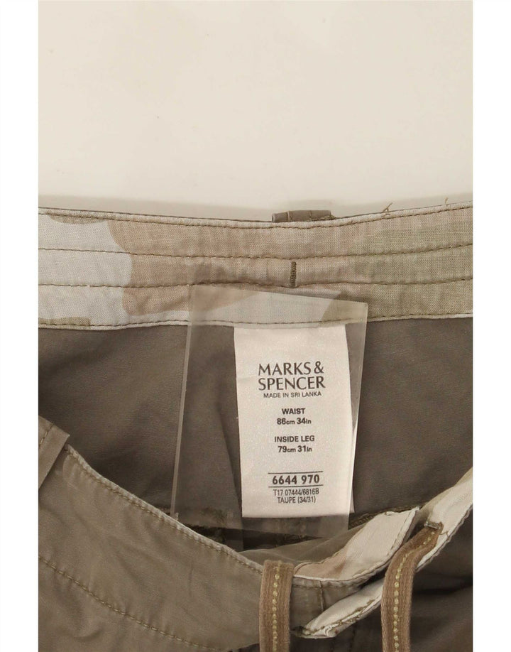 Gerade Herren-Cargohose von Marks & Spencer, W34, L31, Beige, Baumwolle