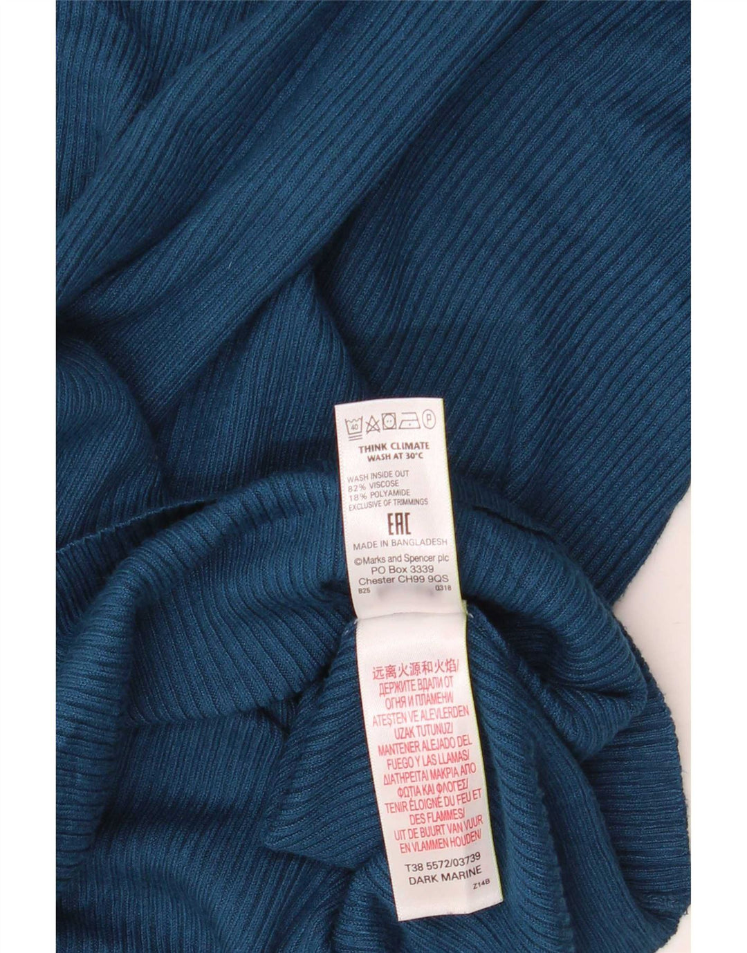 Marks & Spencer Womens Regular Top Long Sleeve UK 12 Mittelblau meliert