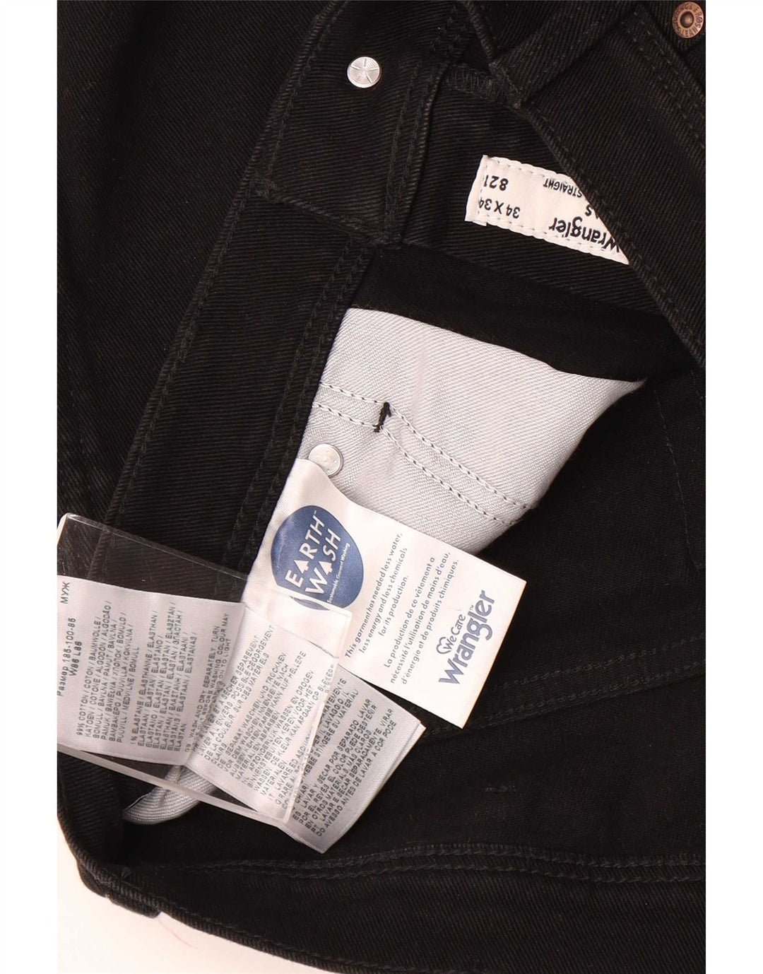 Wrangler Herren Straight Jeans W34 L34 Schwarze Baumwolle