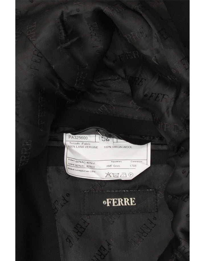 FERRE Mens 2 Button Blazer Jacket IT 54 2XL Black Wool Vintage Ferre and Second-Hand Ferre from Messina Hembry 