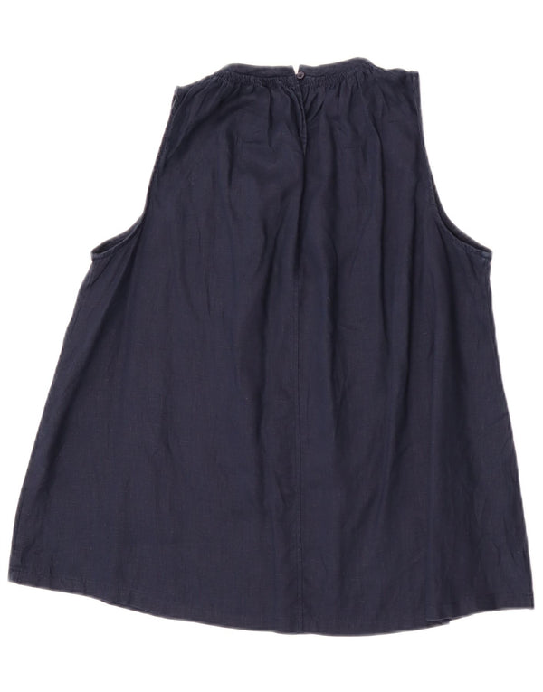 Benetton Damen-Blusenoberteil, ärmellos, Größe S, Marineblau, Leinen