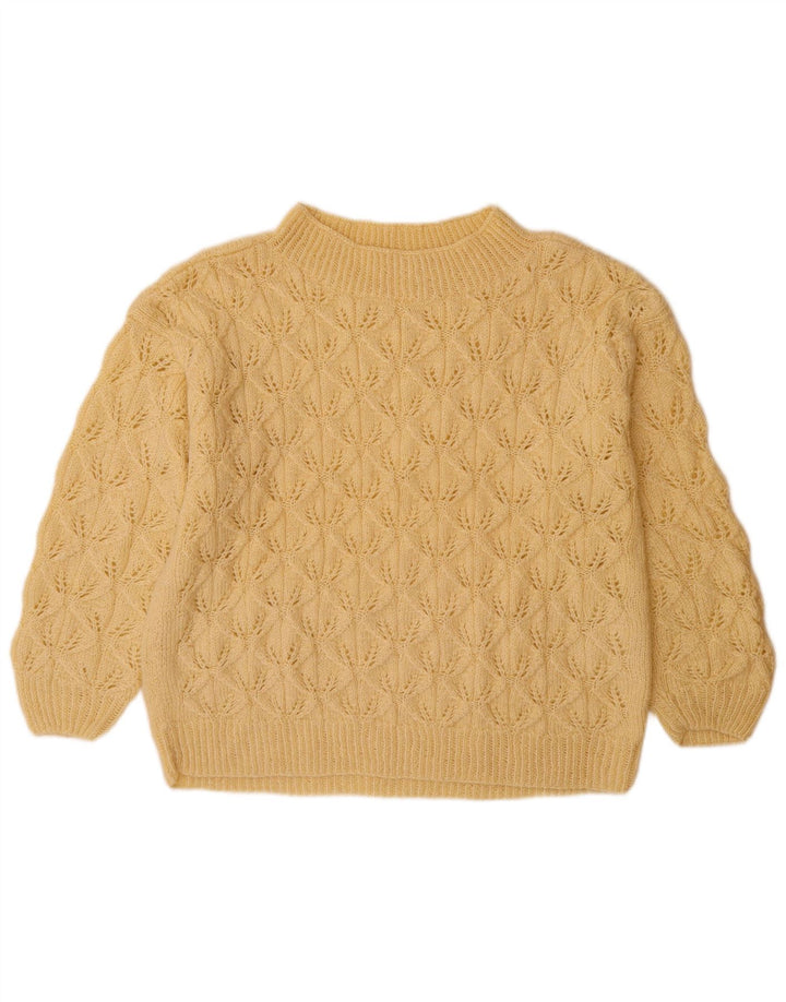 VINTAGE Damen Rollkragenpullover Pullover UK 14 Large Beige