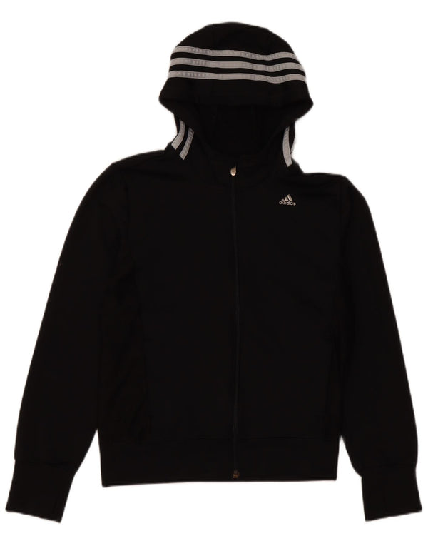 ADIDAS Climacool Zip Hoodie-Pullover für Mädchen, 11–12 Jahre, schwarzes Polyester