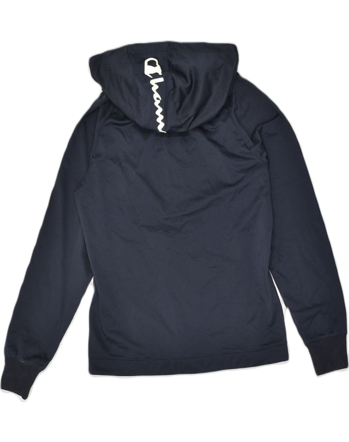 CHAMPION Womens Zip Hoodie Sweater Small Navy Blue Colourblock Polyester | Vintage Champion | Thrift | Second-Hand Champion | Used Clothing | Messina Hembry 