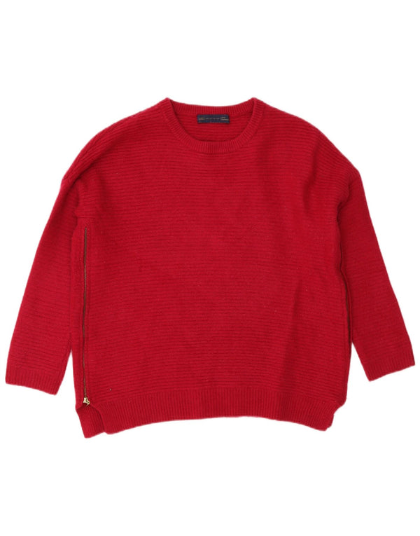 Marks & Spencer Damen-Pullover mit entspannter Passform und Rundhalsausschnitt, Gr. 10, Größe S, Rot