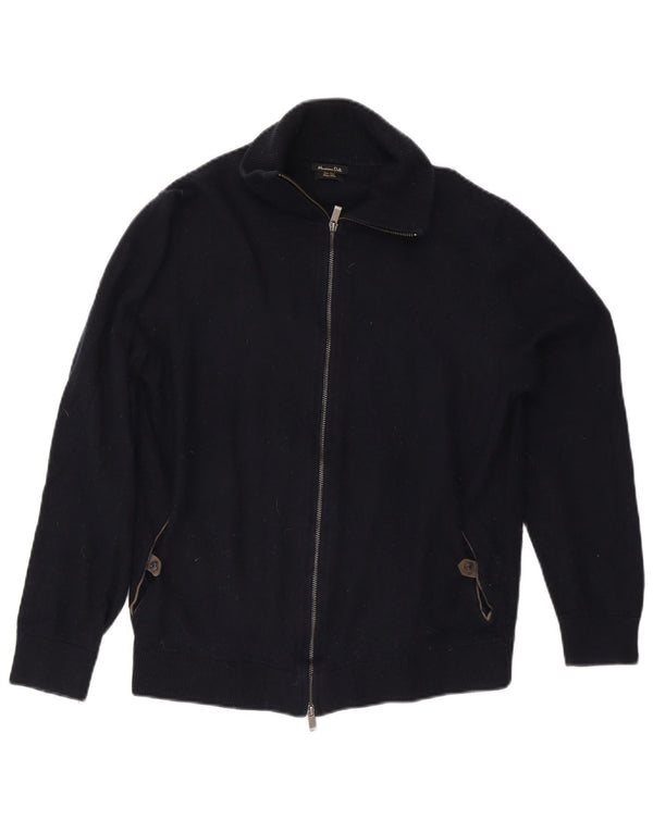 Massimo Dutti Mens Cardigan Sweater Large Navy Blue Cotton