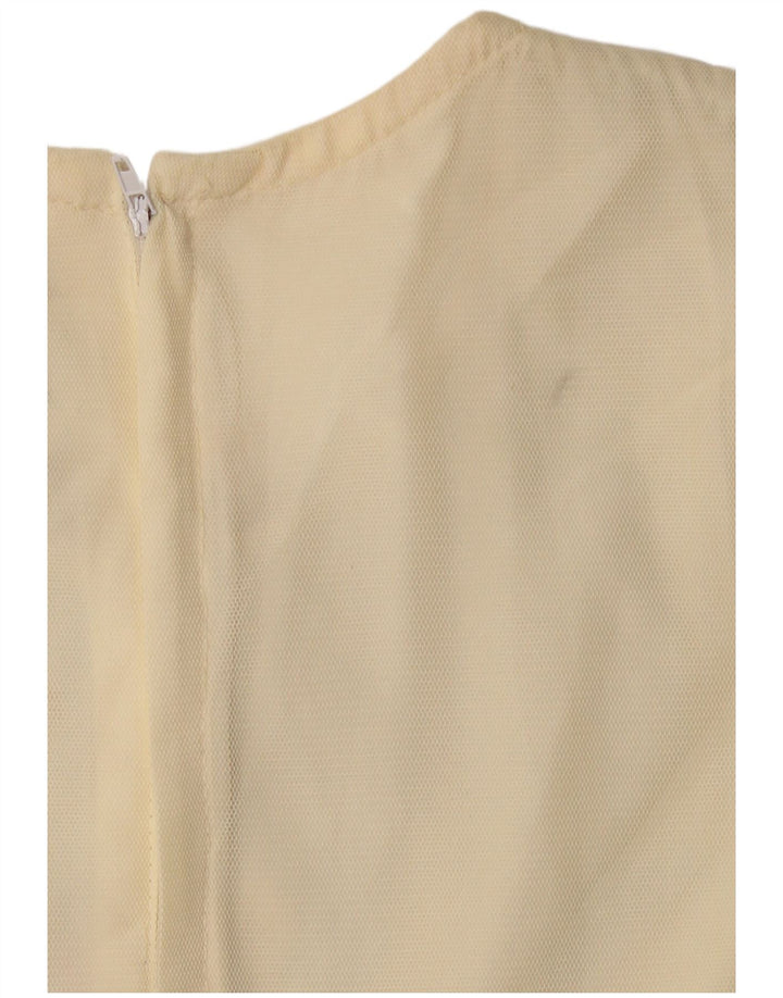 VINTAGE Damen Langarm-A-Linien-Kleid US 6 Medium Beige Floral