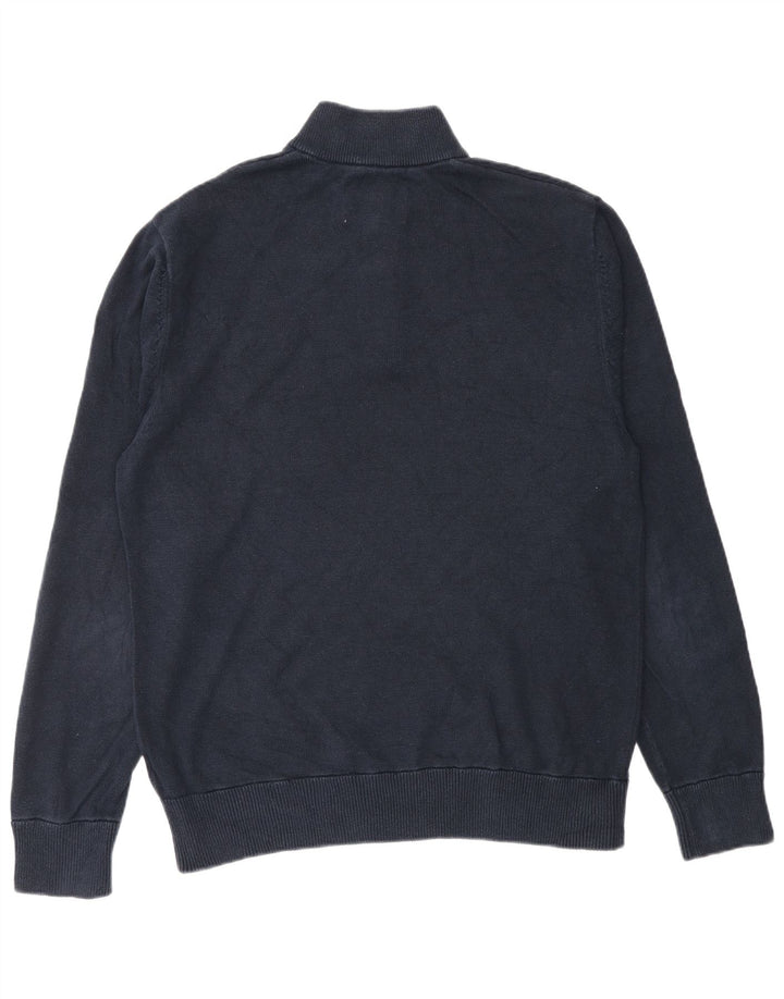 Jack Wills Herren-Pullover mit Reißverschluss am Hals, groß, marineblaue Baumwolle