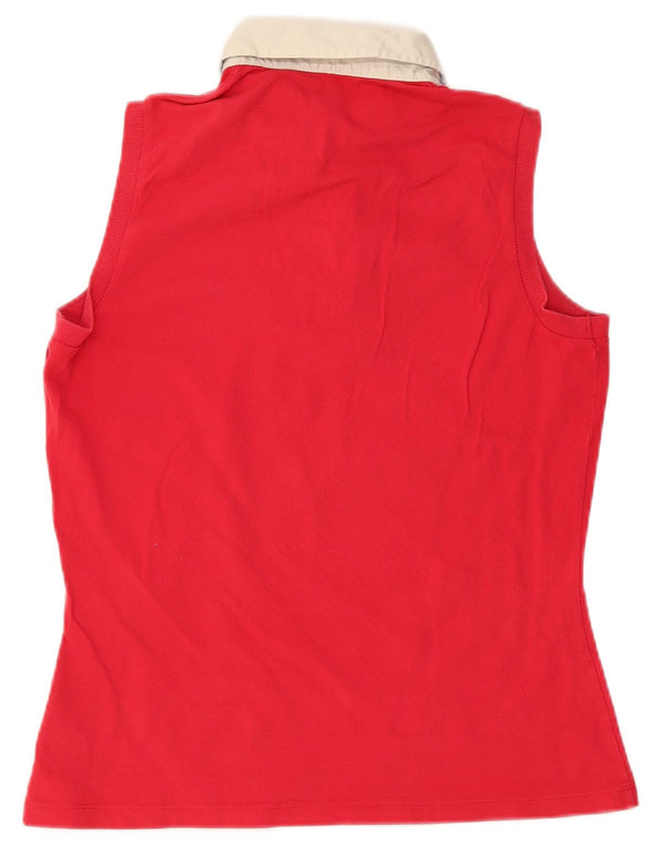 HENRY COTTON Damen ärmelloses Poloshirt IT 50 XL rote Baumwolle