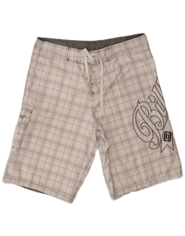 Billabong Herren Badeshorts mit Grafik, groß, weiß kariert, Polyester