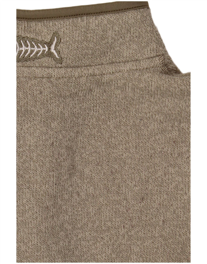 Weird Fish Herren-Pullover mit Reißverschluss am Hals, groß, Khaki, Polyester