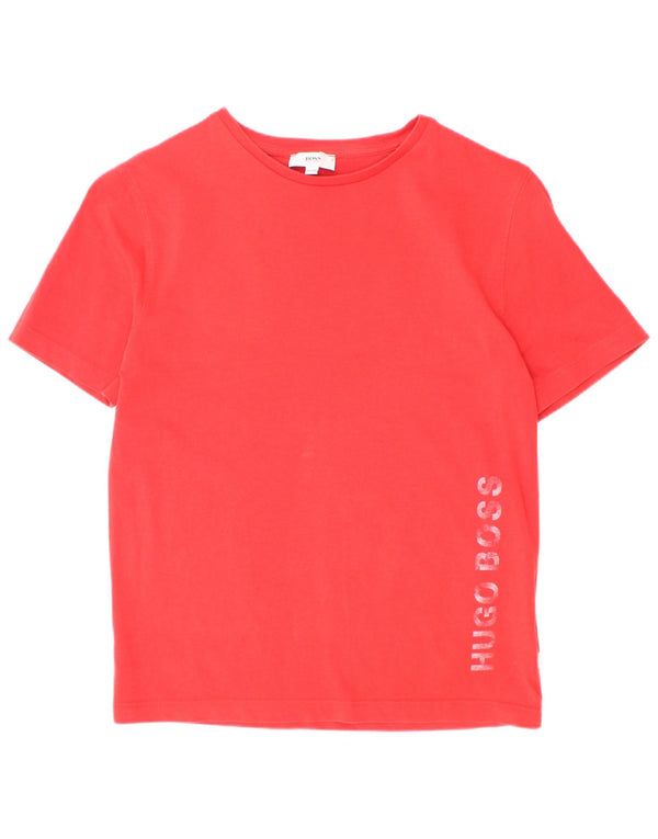 Hugo Boss Jungen-T-Shirt mit Grafik, 9–10 Jahre, rote Baumwolle