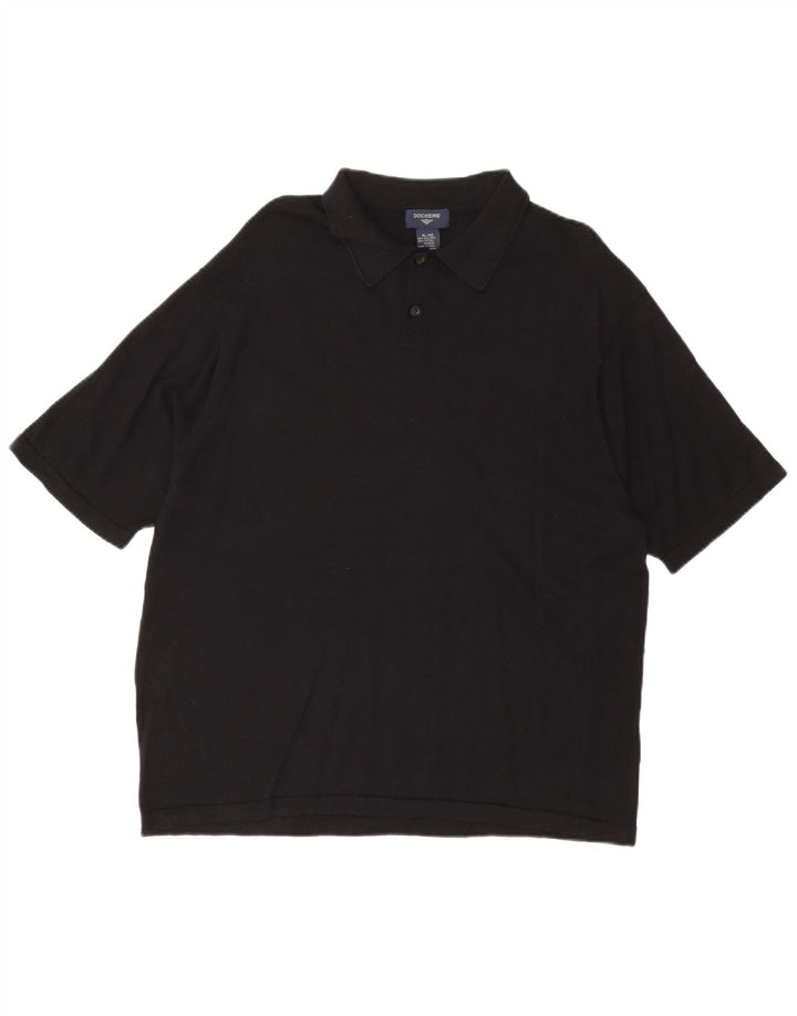 DOCKERS Herren-Poloshirt XL, schwarze Seide