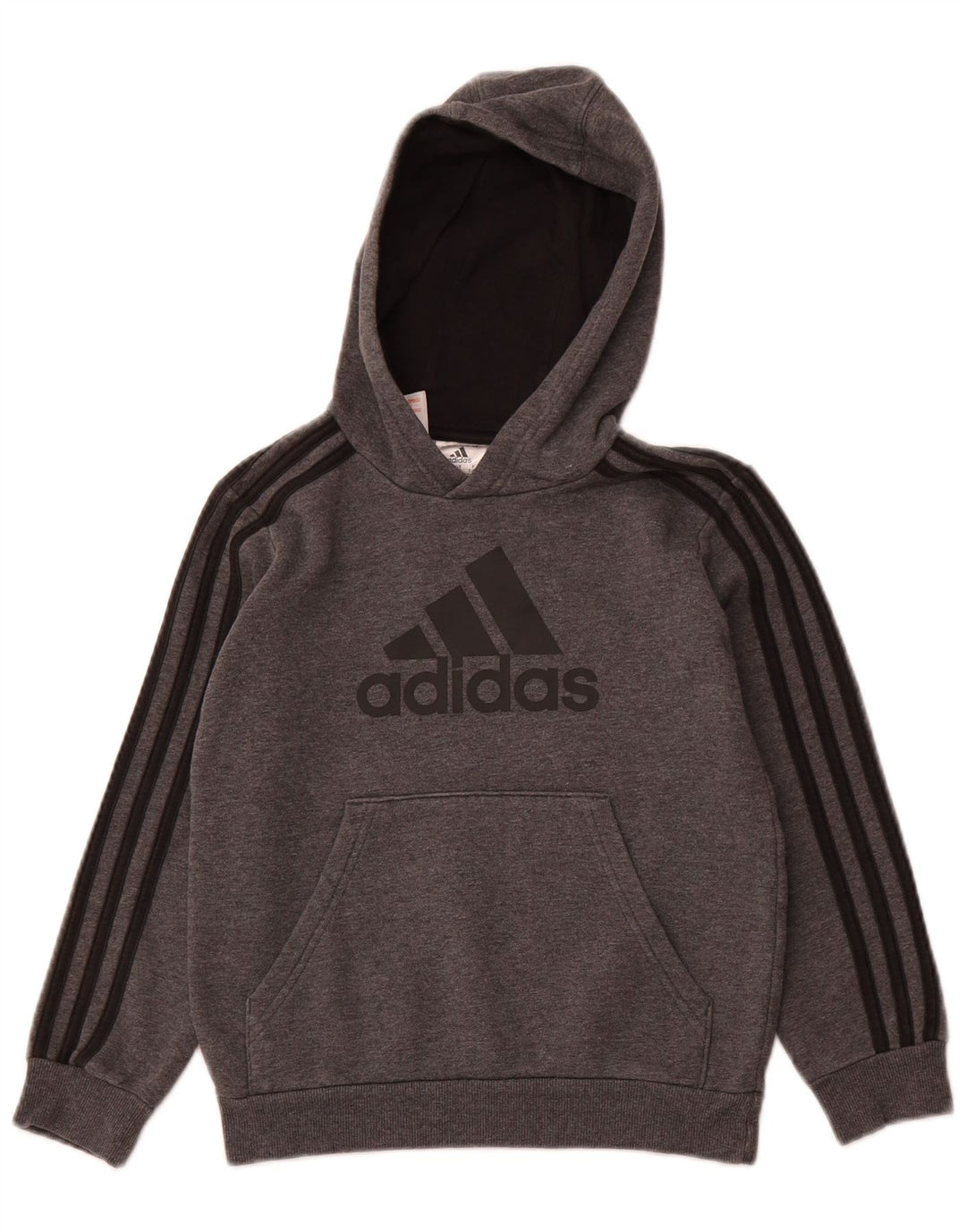 ADIDAS Kapuzenpullover mit Grafik für Jungen, 7–8 Jahre, graue Baumwolle