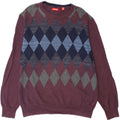 IZOD Herren-Pullover mit Rundhalsausschnitt, mittelgroße Burgunder-Baumwolle mit Argyle-/Diamantmuster