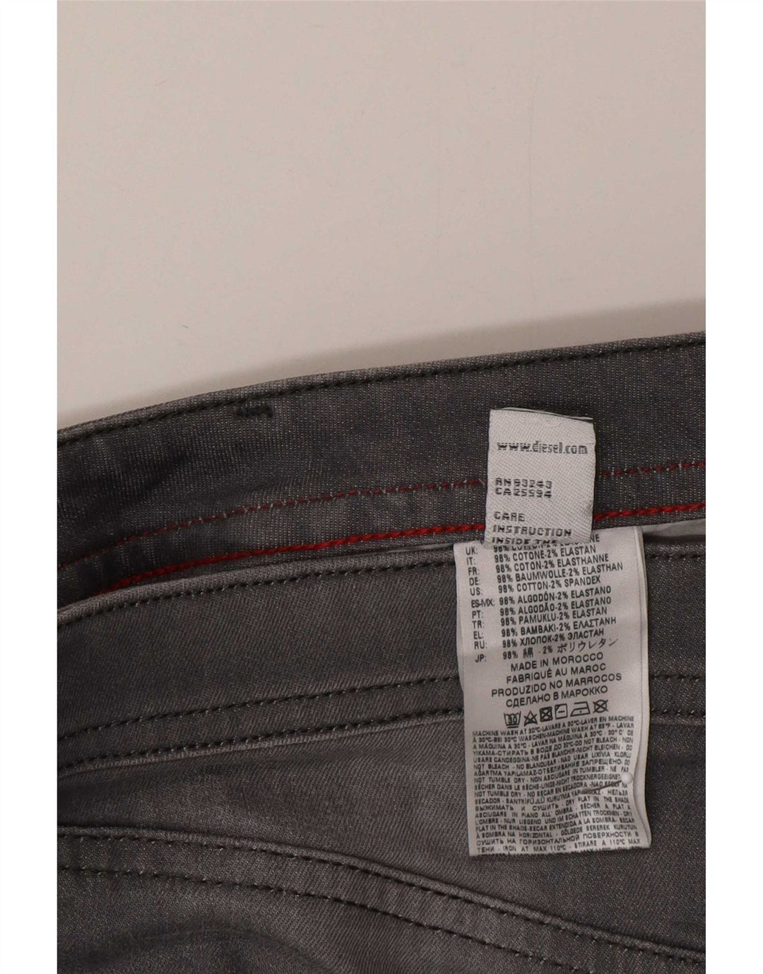 Diesel Herren Straight Jeans W30 L30 Graue Baumwolle