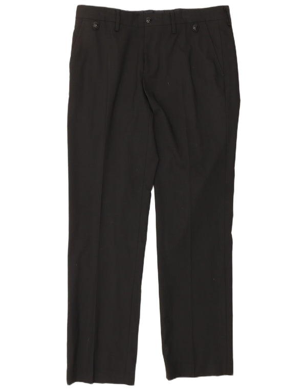ZARA Mens Straight Suit Trousers EU 40 Medium W31 L32 Black Polyester