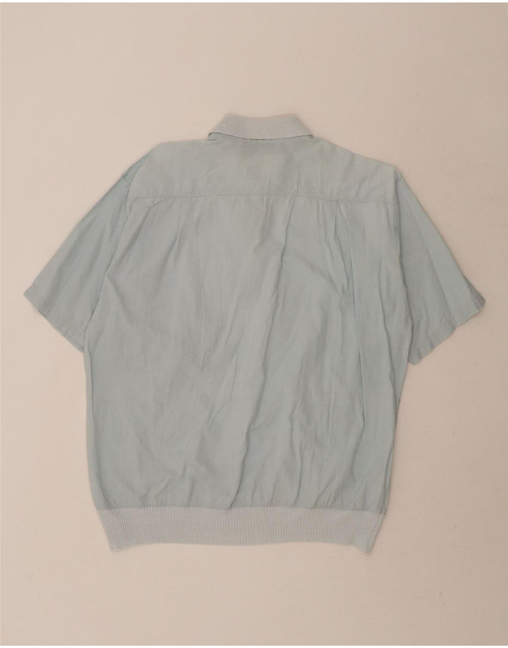 MALAGRIDA Mens Short Sleeve Pullover Shirt Medium Blue Striped Vintage Malagrida and Second-Hand Malagrida from Messina Hembry 