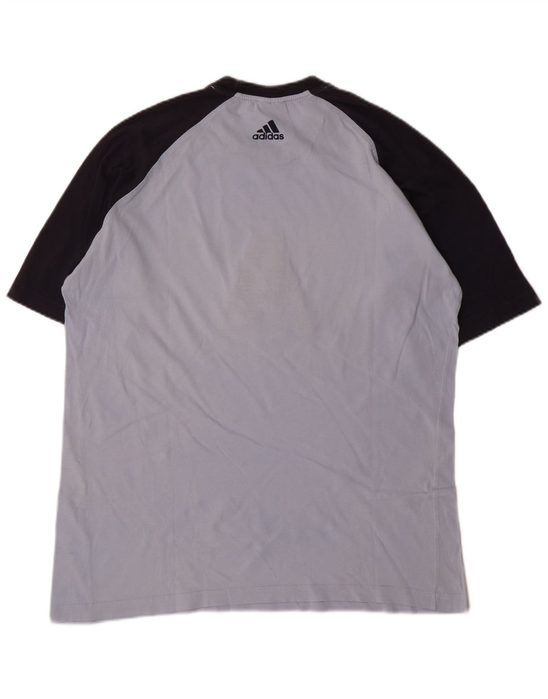 Adidas Herren Grafik-T-Shirt aus mittelblauer Colourblock-Baumwolle