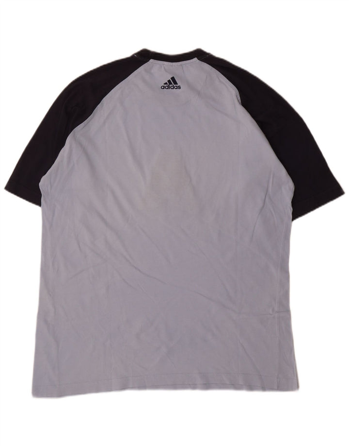 Adidas Herren Grafik-T-Shirt aus mittelblauer Colourblock-Baumwolle