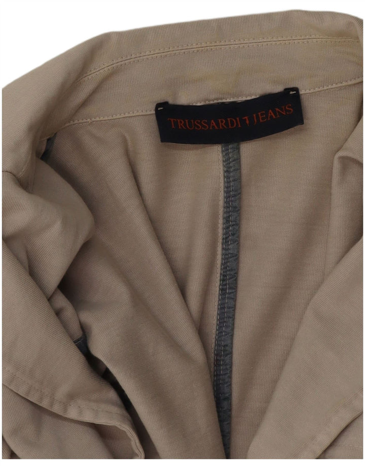 TRUSSARDI JEANS Damen 2-Knopf-Blazerjacke UK 12 Mittelbeige
