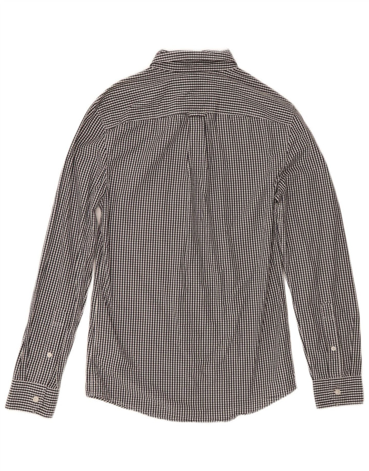 Jack Wills Herren-Hemd mit klassischer Passform, XS, schwarze Baumwolle mit Gingham-Karomuster