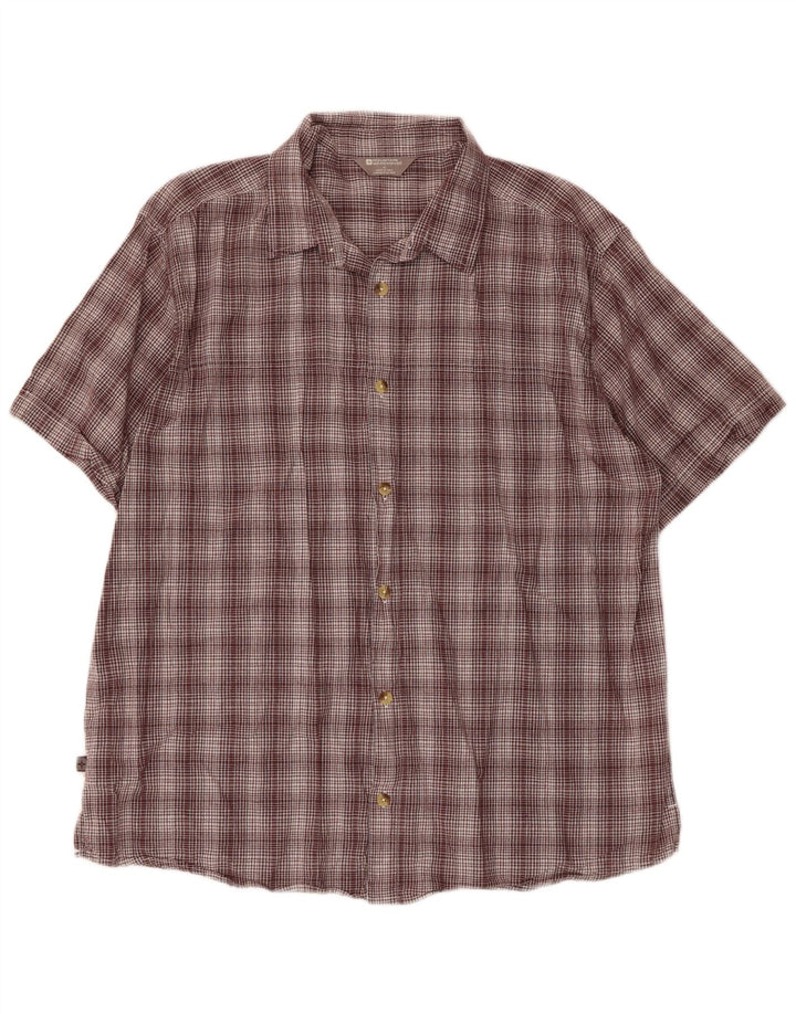 Mountain Warehouse Herren-Kurzarmhemd XL, braun karierte Baumwolle