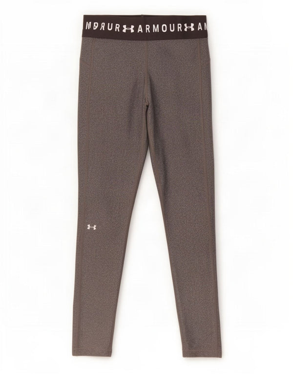 Under Armour Damen Heat Gear Graphic Leggings UK 14 Large Grau Farbblock
