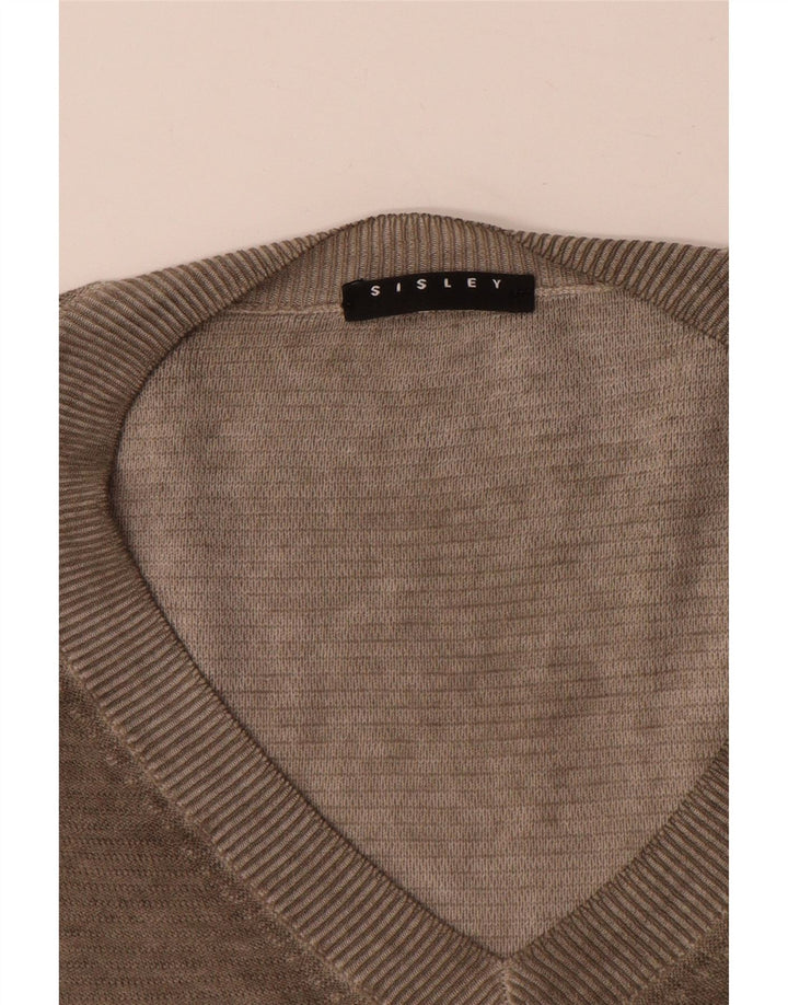 Sisley Herren-Pullover mit V-Ausschnitt, Größe L, Braun