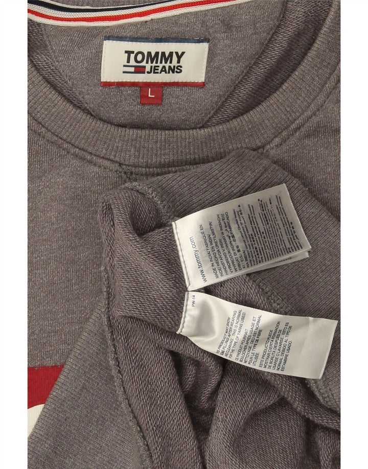 TOMMY HILFIGER Herren Grafik-Sweatshirt-Pullover, große graue Baumwolle