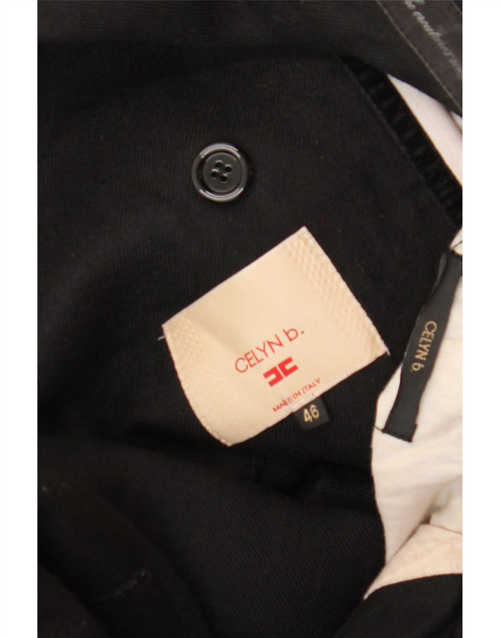 ELISABETTA FRANCHI Damen Celyn B Pea Coat IT 46 Große schwarze Schurwolle