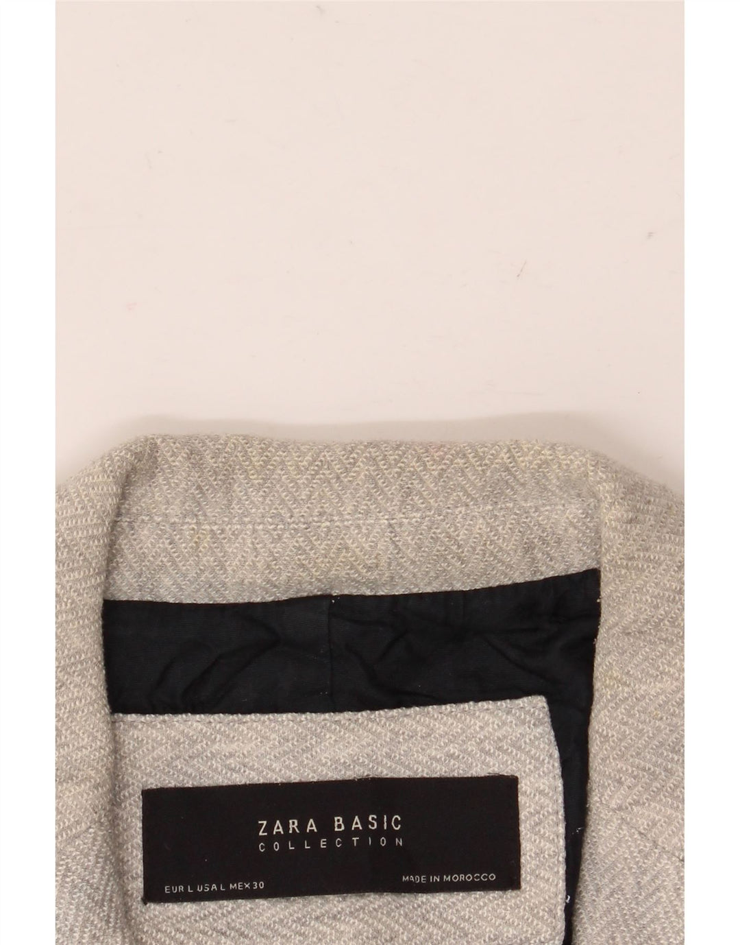 Zara Damen 1-Knopf-Blazer-Jacke, UK 16, großes graues Fischgrätenmuster