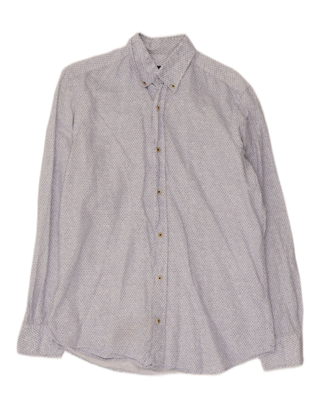 Massimo Dutti Herrenhemd, klein, blau, geblümt, Baumwolle