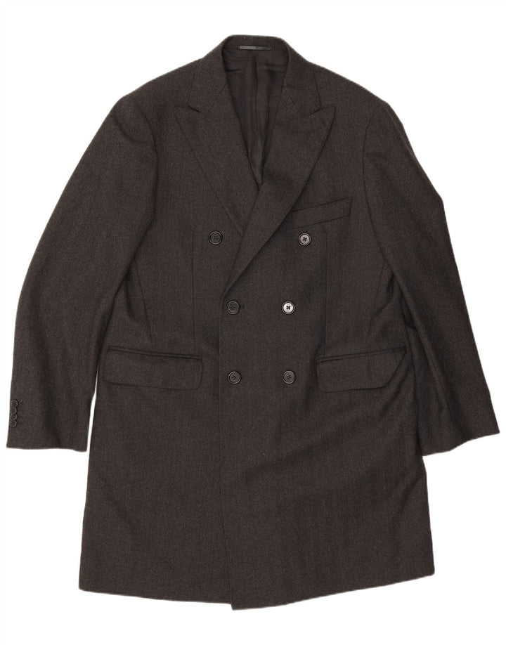 Ader Herren Zweireihiger Mantel IT 54 2XL Graue Wolle