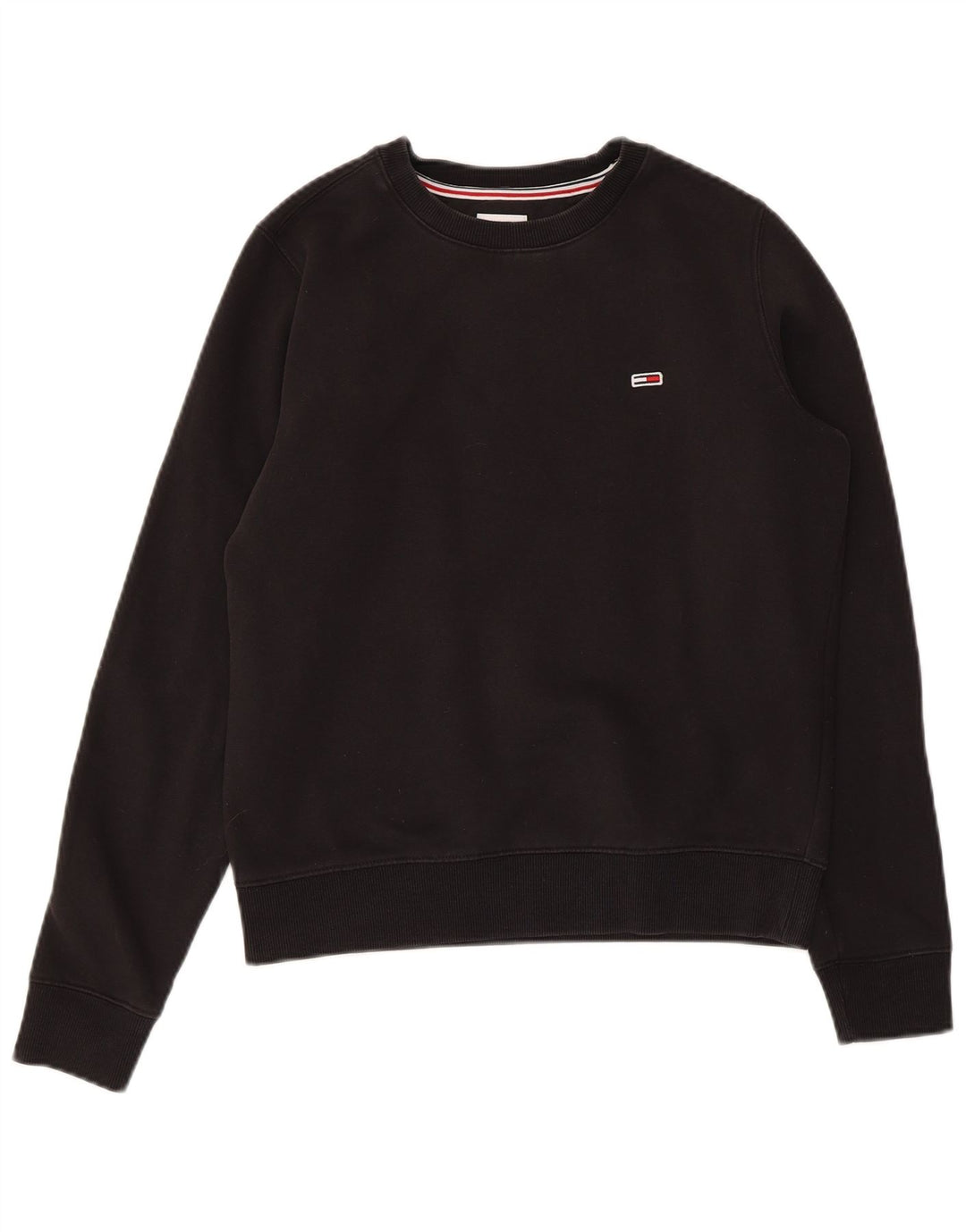 TOMMY HILFIGER Damen Übergroßer Sweatshirt-Pullover UK 6 XS Schwarze Baumwolle